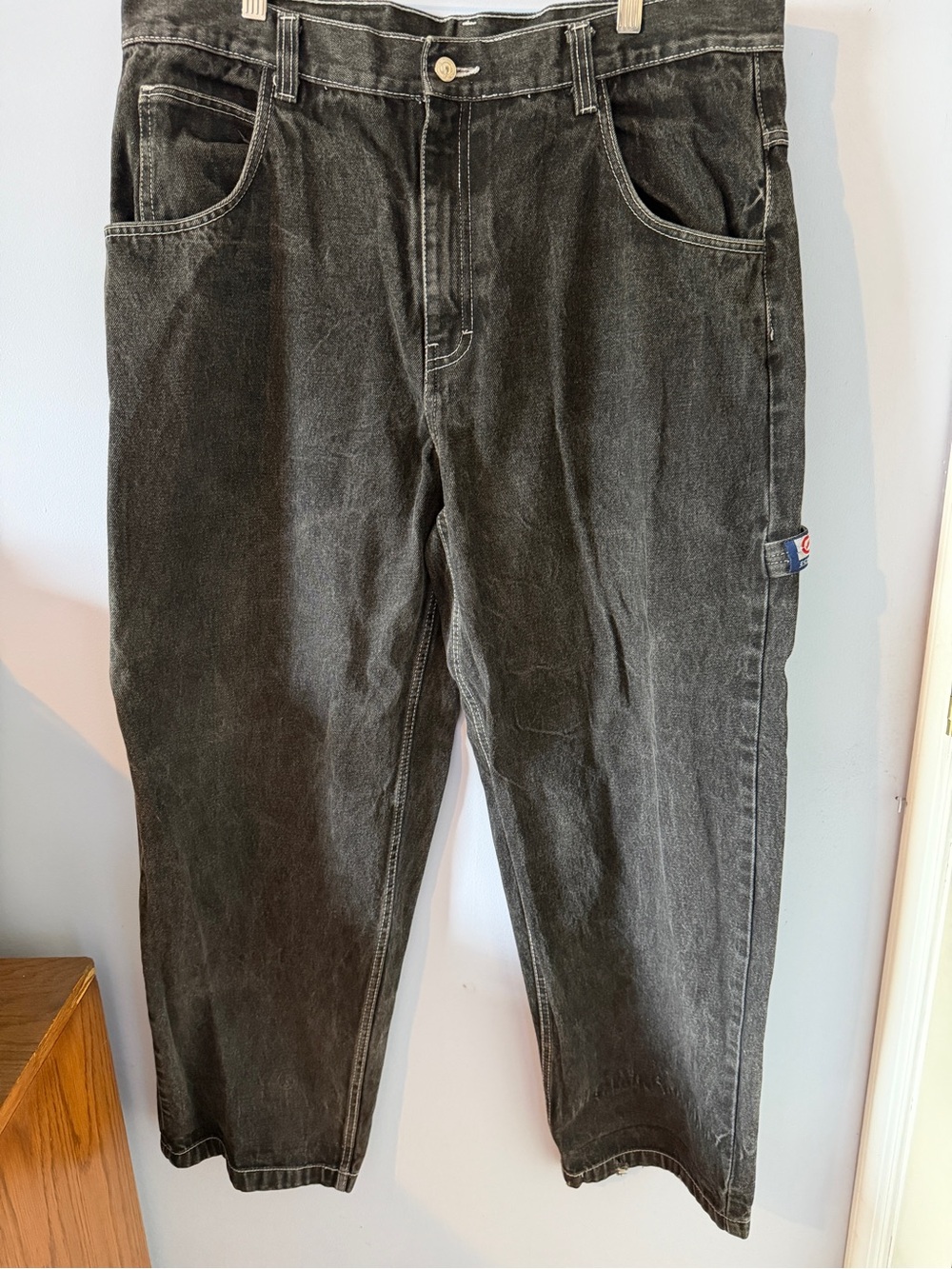 Ecko Unlimited Wideleg Black Washed Carpenter Jeans